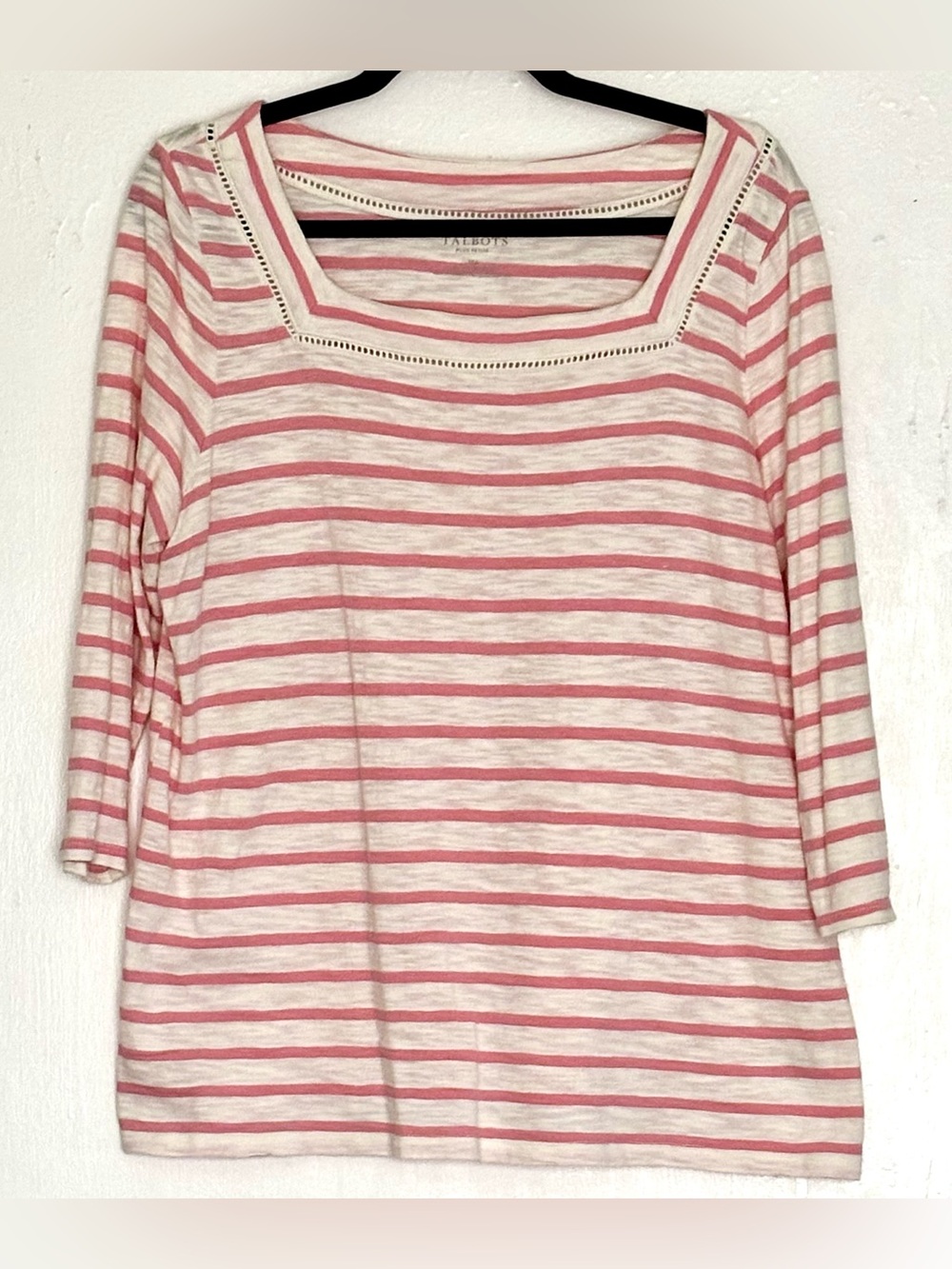 Talbots Tamarind Stripe Square Neck Top Size 1XP - Picture 2 of 5